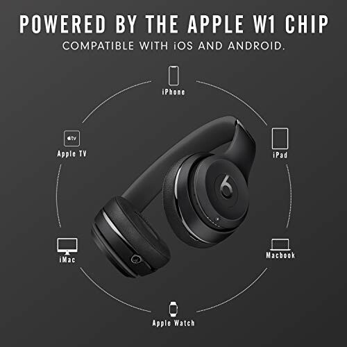 Beats headphones with Apple W1 chip, compatible with iOS and Android devices.