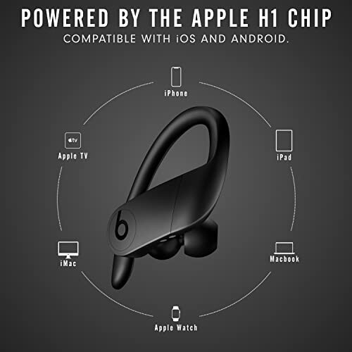 Beats wireless earbuds with Apple H1 chip compatibility for iOS and Android.