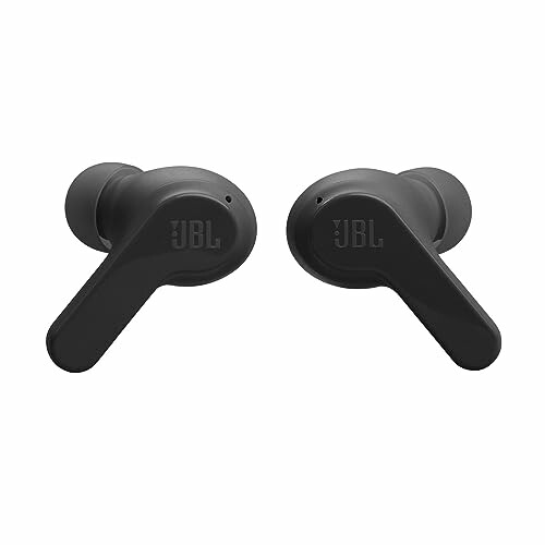 Black wireless earbuds with JBL logo