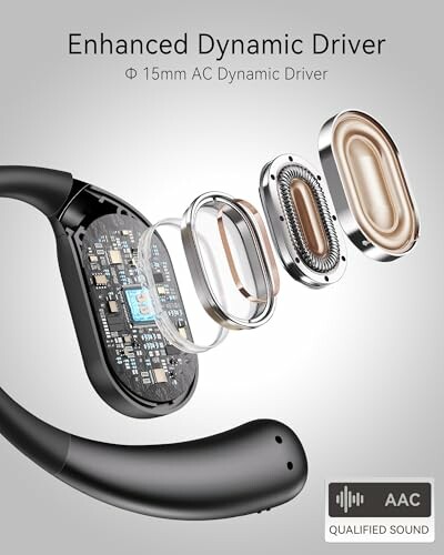 Exploded view of enhanced dynamic driver with AAC qualified sound