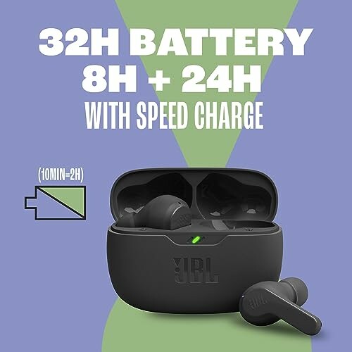 JBL earbuds with 32-hour battery and speed charge feature