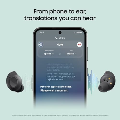 Smartphone with translation app and earbuds