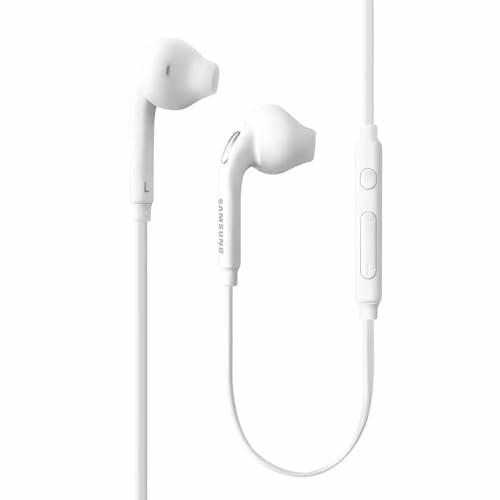 White Samsung earphones with inline controls