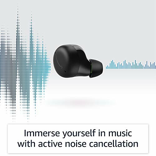 Wireless earbud with active noise cancellation feature.